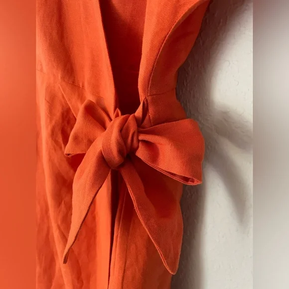 NWT NORDSTROM FRNCH Paris Wrap Woven Dress Linen Blend.  Business Casual - Picture 6 of 8